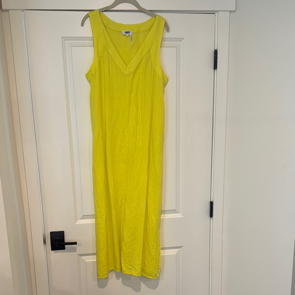 DKNY V-Neck Yellow Maxi Dress